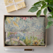明るい色の春の花でいっぱいの木製カート 薄葉紙 (ギフト)