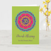 明るい色の曼荼羅のディワリグリーティングカード カード (黄色い花)