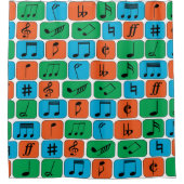 明るい色の楽譜 シャワーカーテン (正面)