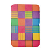 明るい色の正方形とストライプ バスマット (正面縦)