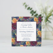 明るい色の水の色のフローラルパター結婚ンの 招待状 (スタンド正面)