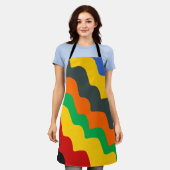 明るい色の波状海波のグラデーション エプロン (着用した状態)