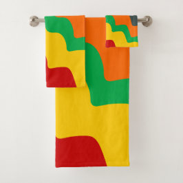 明るい色の波状海波のグラデーション バスタオルセット