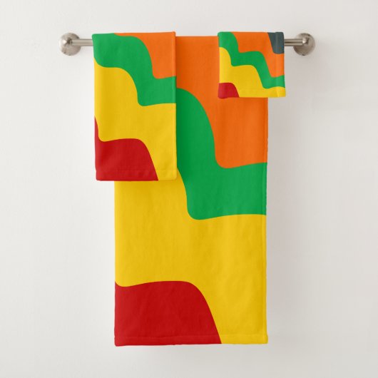 明るい色の波状海波のグラデーション バスタオルセット (インサイチュ)