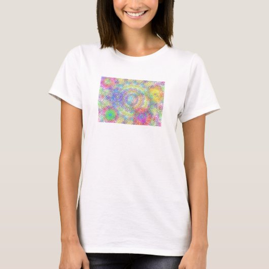 明るい色の渦のグラフィックデザイン Tシャツ (正面)
