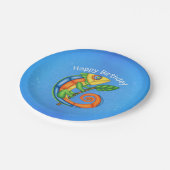 明るい色の漫画のリザードリーフ誕生日 ペーパープレート (アングル)