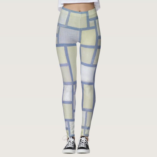明るい色の灰色の線 |ピートモンドリアン | レギンス (正面)