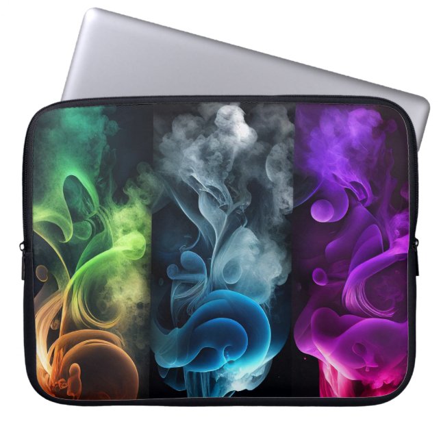 明るい色の煙の羽毛 ラップトップスリーブ (正面)