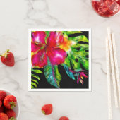 明るい色の熱帯フローラハイビスカス葉 スタンダードカクテルナプキン (インサイチュ)