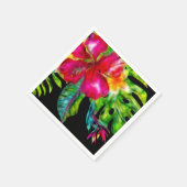 明るい色の熱帯フローラハイビスカス葉 スタンダードカクテルナプキン (角)