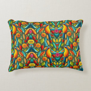 明るい色の熱帯鳥 アクセントクッション