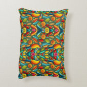 明るい色の熱帯鳥 アクセントクッション (裏面(縦))