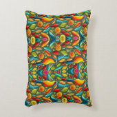 明るい色の熱帯鳥 アクセントクッション (正面(垂直))