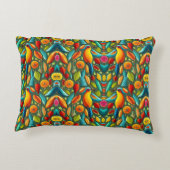 明るい色の熱帯鳥 アクセントクッション (裏面)