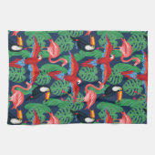 明るい色の熱帯鳥 キッチンタオル (横)