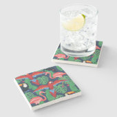 明るい色の熱帯鳥 ストーンコースター (横)