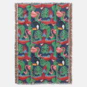 明るい色の熱帯鳥 スローブランケット (正面縦)