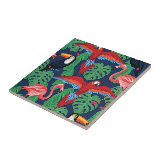 明るい色の熱帯鳥 タイル (側面)