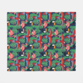 明るい色の熱帯鳥 フリースブランケット (正面(横))