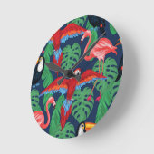 明るい色の熱帯鳥 ラウンド壁時計 (傾斜)