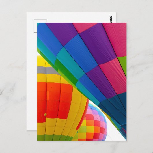 明るい色の熱気球 ポストカード (正面/裏面)