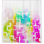 明るい色の熱狂する抽象芸術 シャワーカーテン (正面)