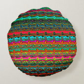 明るい色の熱狂する抽象芸術 ラウンドクッション (裏面)