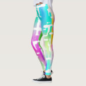 明るい色の熱狂する抽象芸術 レギンス (左)