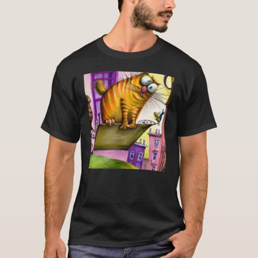 明るい色の猫のアートワーク間抜け子猫 Tシャツ (正面)