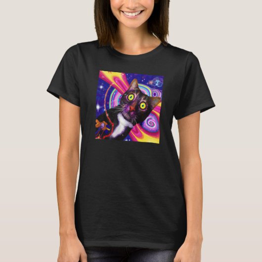 明るい色の猫アートかわいい子猫プレミアム Tシャツ (正面)