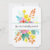 明るい色の現代的な水彩花 招待状 (正面)