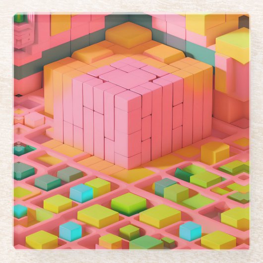 明るい色の甘さ ガラスコースター (正面)