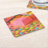 明るい色の甘さ スクエアペーパーコースター (アングル)