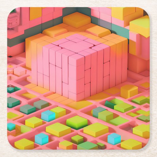 明るい色の甘さ スクエアペーパーコースター (正面)