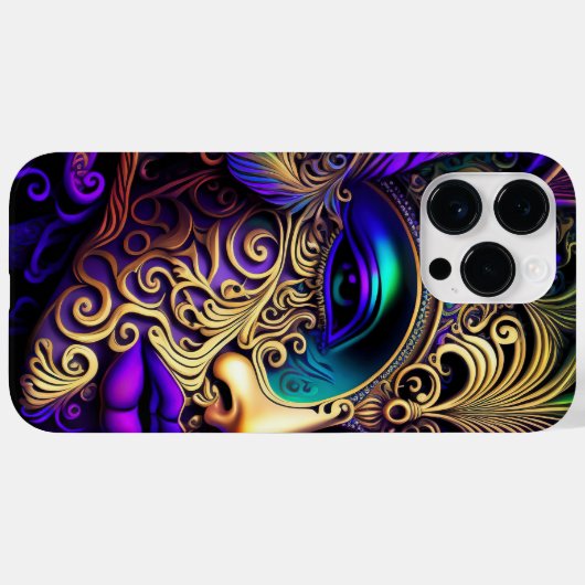 明るい色の美しいマルディグラスマスク Case-Mate iPhoneケース (裏面 (横))