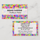 明るい色の背景の(ばちゃばちゃ)跳ねるのペンキの虹 名刺 (正面/裏面)