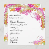 明るい色の花のベビーシャワーの招待状 招待状 (正面/裏面)