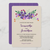 明るい色の花の結婚式招待状 招待状 (正面/裏面)