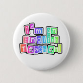 明るい色の英語の先生 缶バッジ (正面)