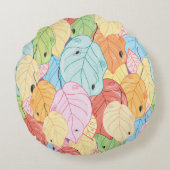 明るい色の葉 ラウンドクッション (裏面)