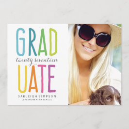 明るい色の虹の卒業発表 案内状