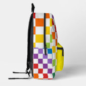 明るい色の虹色のパタ市松模様にーン プリントバックパック (左)