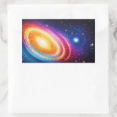 明るい色の銀河系宇宙幾何サイケデリック 長方形シール (バッグ)