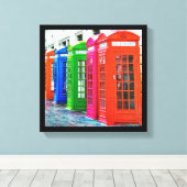 明るい色の電話ボックスの列 キャンバスプリント (インサイチュ (ウッドフロア))