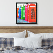 明るい色の電話ボックスの列 キャンバスプリント (インサイチュ (寝室))