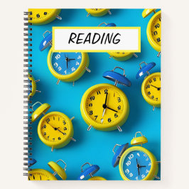 明るい色の青と黄色の目覚まし時計 ノートブック