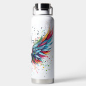 明るい色の音楽ノート&クレフト ウォーターボトル (背面)