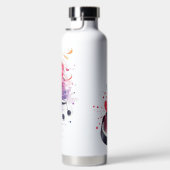 明るい色の音楽ノート&クレフト ウォーターボトル (右面)