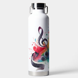 明るい色の音楽ノート&クレフト ウォーターボトル