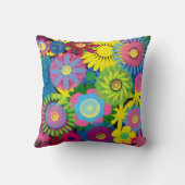 明るい色の黄色のピンクブルー枕 クッション (裏面)